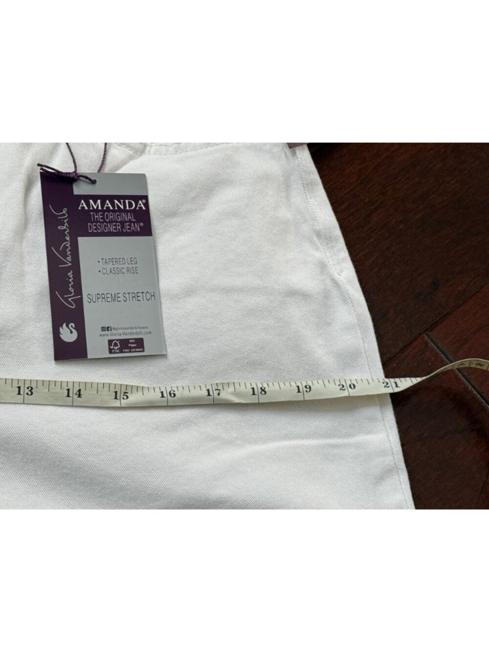 Womens White Jean Tapered Classic Rise White Supreme Stretch Jeans 14 Amanda Jea - Picture 10 of 14